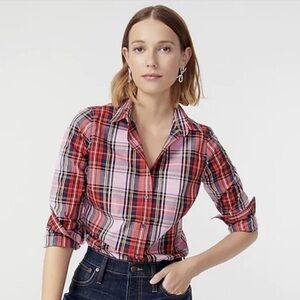 J. Crew Pink Stewart Tartan Plaid Button Down Shirt Size 2